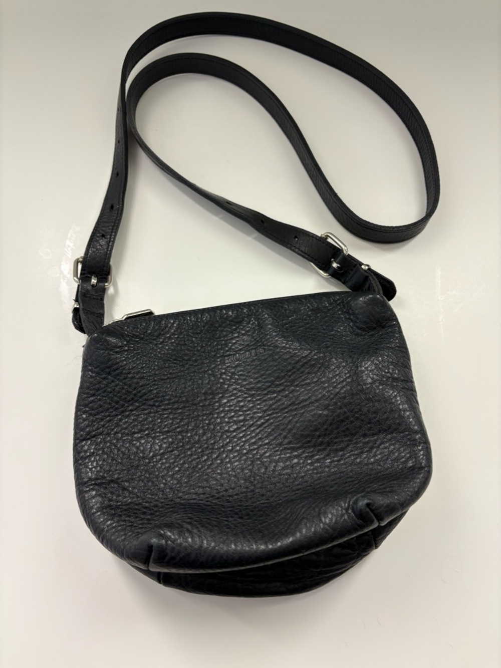 Vintage Roots Black Pebbled Leather Crossbody Bag